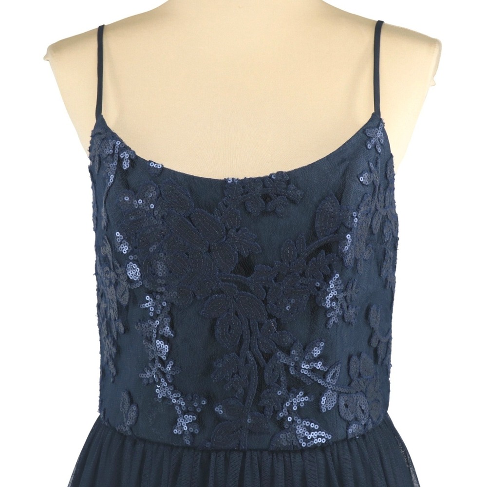 Amsale Stephanie Sequin Lace Maxi Dress Navy Formal Size 10 Wedding Formal - Picture 4 of 12
